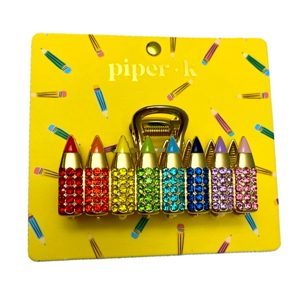 NWT ⚜️🌈⚜️ Piper K Gorgeous Rhinestone Multicolor Pencil Hair Clips